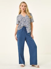 Roman Blue Petite Button Blouse - Image 2 of 5