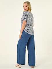 Roman Blue Petite Button Blouse - Image 3 of 5