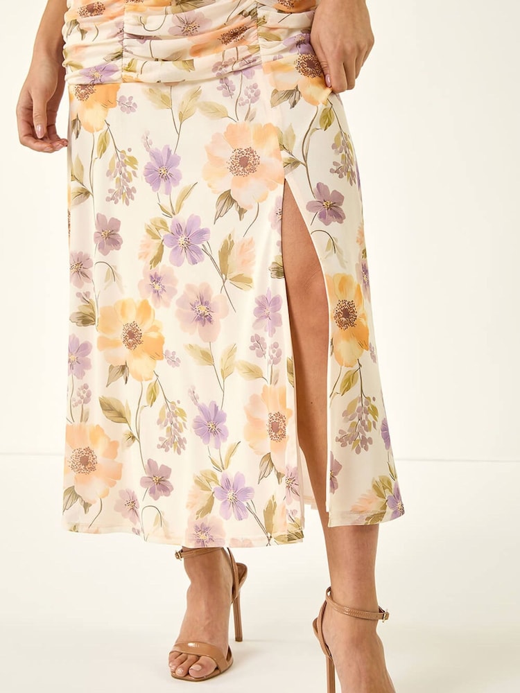 فستان متوسط الطول مكشكش مورد قابل للتمدد للأحجام الصغيرة من Roman - Image 5 of 5 فستان متوسط الطول مكشكش مورد قابل للتمدد للأحجام الصغيرة من Roman - Image 5 of 5