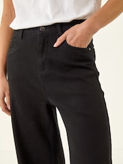 Roman Black Petite Cotton Frayed Hem Trousers - Image 5 of 5