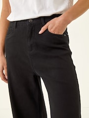 Roman Black Petite Cotton Frayed Hem Trousers - Image 6 of 6