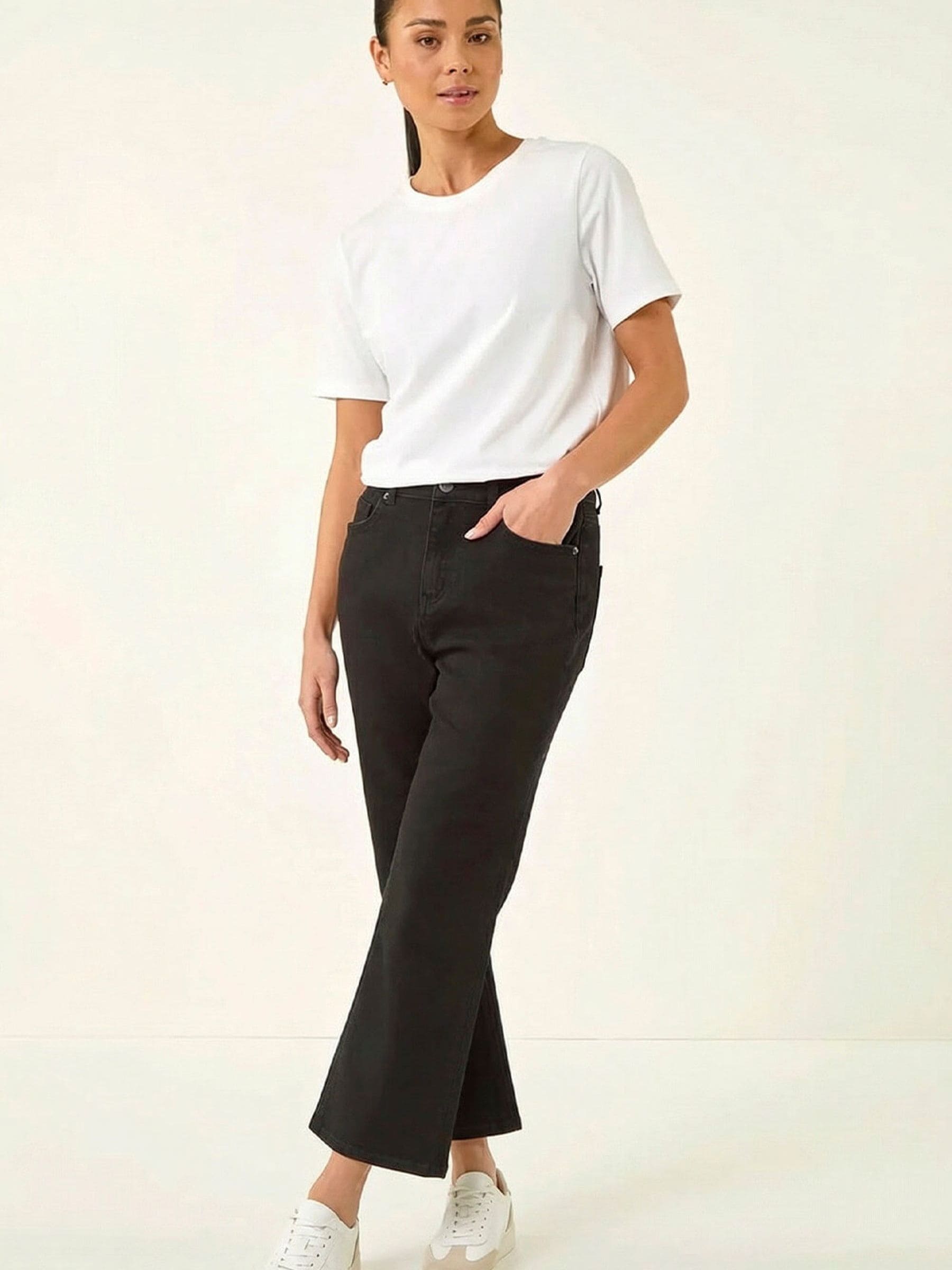 Roman Petite Women's Black Bootcut Cropped Jeans Size 18 - Image 2