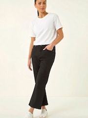 Roman Black Petite Boocut Cropped Denim Trousers - Image 1 of 5