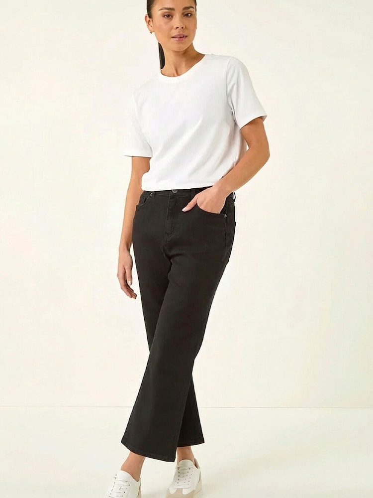 Roman Black Petite Boocut Cropped Denim Trousers - Image 1 of 5