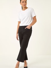 Roman Black Petite Boocut Cropped Denim Trousers - Image 2 of 5