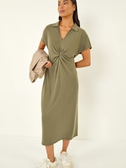 Roman Green Petite Twist Waist Midi Dress - Image 1 of 5