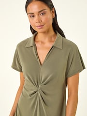 Roman Green Petite Twist Waist Midi Dress - Image 4 of 5