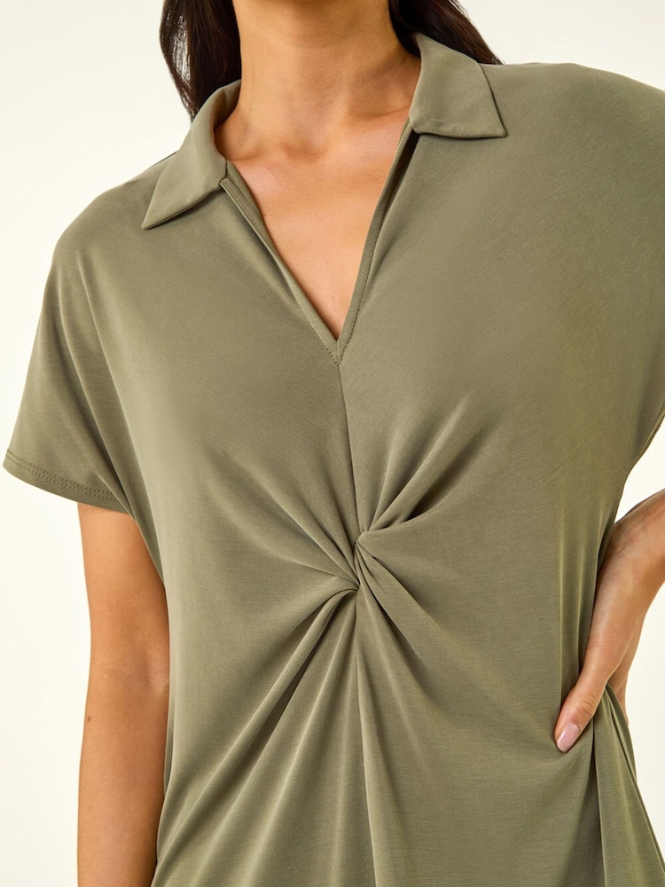 Roman Green Petite Twist Waist Midi Dress - Image 5 of 5