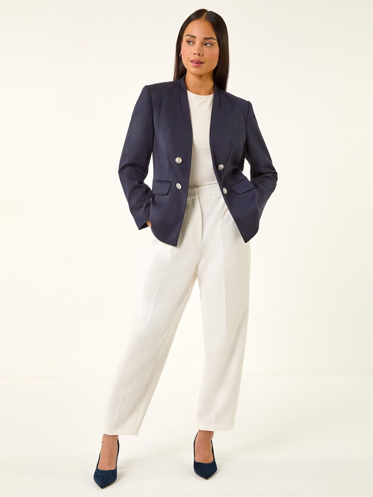 Roman Blue Petite Pocket Ponte Blazer - Image 2 of 5