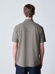 Καφετί - Herringbone Zip Neck Polo Shirt - Εικόνα 4 από 10