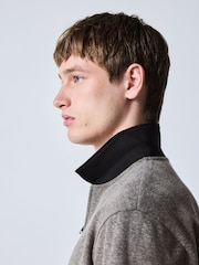 Καφετί - Herringbone Zip Neck Polo Shirt - Εικόνα 7 από 10