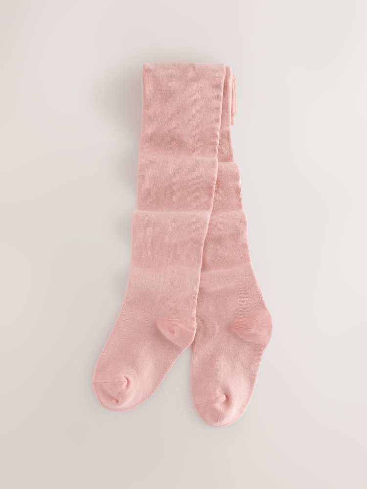 Pale Pink Cotton Rich Single Tights - Image 1 of 3 Pale Pink Cotton Rich Single Tights - Image 1 of 3