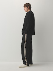 Black Wide Leg Fit Side Stripe Smart Joggers - Image 1 of 9