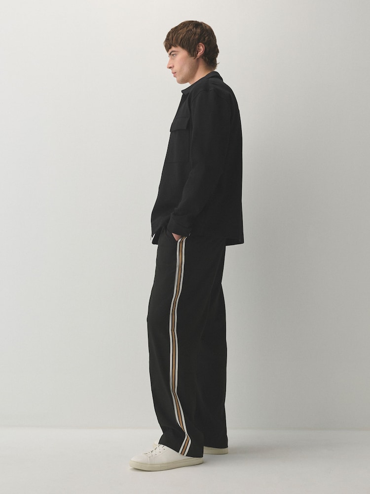 Black Wide Leg Fit Side Stripe Smart Joggers - Image 1 of 9 Black Wide Leg Fit Side Stripe Smart Joggers - Image 1 of 9