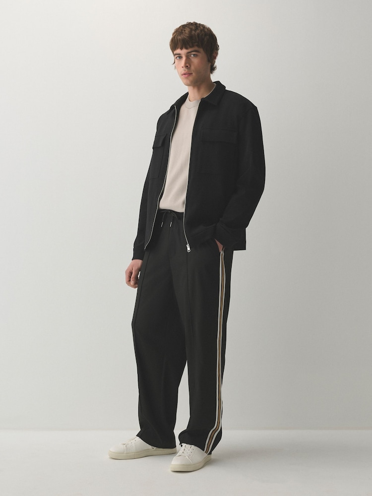 Black Wide Leg Fit Side Stripe Smart Joggers - Image 2 of 9 Black Wide Leg Fit Side Stripe Smart Joggers - Image 2 of 9