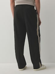 Black Wide Leg Fit Side Stripe Smart Joggers - Image 4 of 9