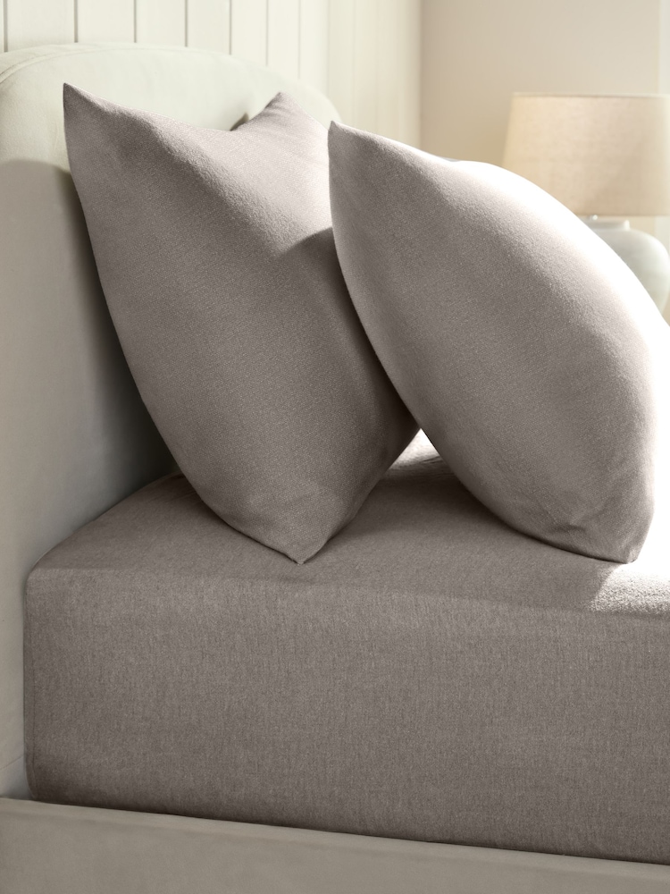 Natural Dark Brushed Cotton Supersoft Extra Deep Fitted Sheet - Image 1 of 1