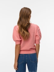Vero Moda Red Round Neck Puff Sleeve Knitted Jumper - Image 2 of 5