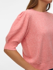 Vero Moda Red Round Neck Puff Sleeve Knitted Jumper - Image 3 of 5