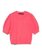 Vero Moda Red Round Neck Puff Sleeve Knitted Jumper - Image 5 of 5