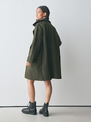 Olive Green Revere Long Coat - Image 3 of 4