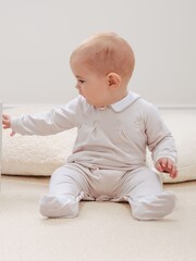 Emile Et Rose Natural Lenny Twin Pack All-In-One in Stone & White With Nursery Embroidery - Image 1 of 8