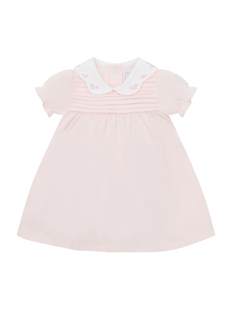 Emile Et Rose Pink Lucia Dress with Pleated Yoke & Embroidered Floral Scallop Collar - Image 2 of 4