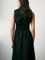 BHOEM Black Seersucker Waisted Midi Sleeveless Dress - Image 3 of 4