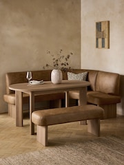Easton Faux Leather Tan Brown Right Hand Corner Dining Table and Bench Set - Image 1 of 10