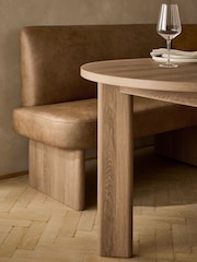 Easton Faux Leather Tan Brown Right Hand Corner Dining Table and Bench Set - Image 3 of 10