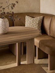 Easton Faux Leather Tan Brown Right Hand Corner Dining Table and Bench Set - Image 5 of 10