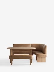 Easton Faux Leather Tan Brown Right Hand Corner Dining Table and Bench Set - Image 8 of 10