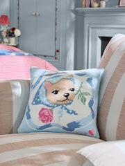 Cath Kidston Blue Needlepoint Dog Cushion - Image 1 of 5