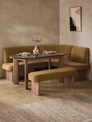 Relaxed Chenille Dark Ochre Yellow Right Hand Corner Dining Table and Bench Set - Image 1 of 9