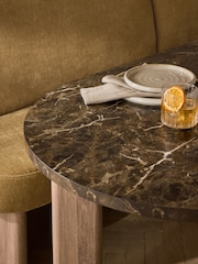 Relaxed Chenille Dark Ochre Yellow Right Hand Corner Dining Table and Bench Set - Image 3 of 9