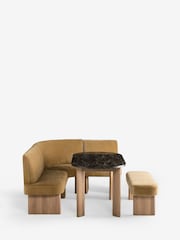 Relaxed Chenille Dark Ochre Yellow Right Hand Corner Dining Table and Bench Set - Image 6 of 9
