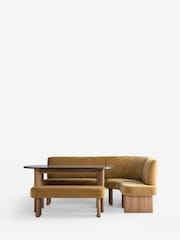 Relaxed Chenille Dark Ochre Yellow Right Hand Corner Dining Table and Bench Set - Image 7 of 9