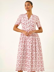 Roman Red Embroidered Buttoned Midi Dress - Image 2 of 5