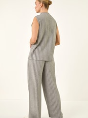 Roman Grey High Neck Pleated Knit Top - Image 3 of 5