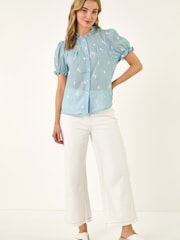 Roman Blue Floral Embroidered Shirt - Image 2 of 5