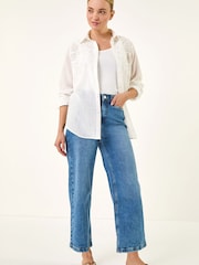 Roman White Lace Trim Button Shirt - Image 2 of 5