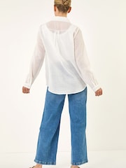 Roman White Lace Trim Button Shirt - Image 3 of 5