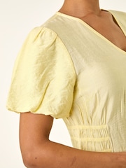 Roman Yellow Balloon Sleeve Midi Dress - Image 5 of 5