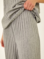 Roman Grey Pleated Wide Leg Stretch Trousers - Image 5 of 5