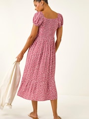 Roman Pink Spotty Heart Button Midi Dress - Image 3 of 5