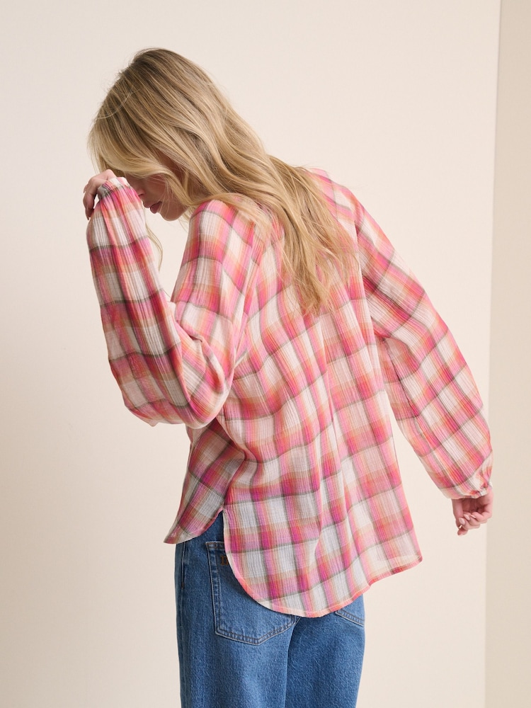 Nobodys Child Red Notch Neck Collarless Blouse - Image 2 of 5
