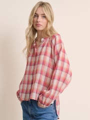 Nobodys Child Red Notch Neck Collarless Blouse - Image 5 of 5