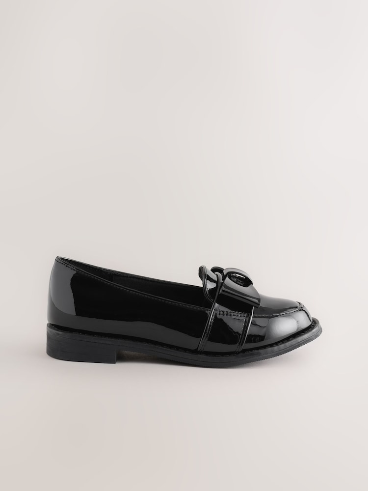 Black Patent School Bow Loafers - Image 2 of 5 Black Patent School Bow Loafers - Image 2 of 5