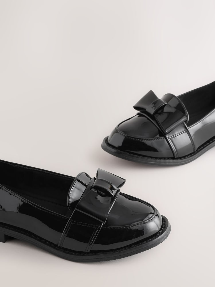 Black Patent School Bow Loafers - Image 5 of 5 Black Patent School Bow Loafers - Image 5 of 5