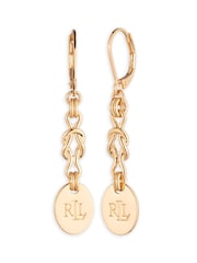 Lauren Ralph Lauren Gold Tone Logo Link Drop Earrings - Image 1 of 2